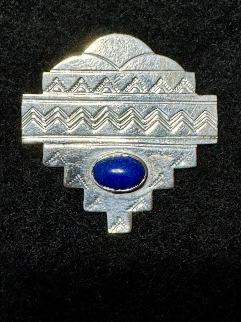 Vintage Murray Jackson Native American Sterling Silver Lapis Lazuli Brooch